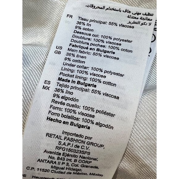 NEW Sandro Alicia WHITE LINEN Blazer SIZE 34/ XS - Picture 9 of 11